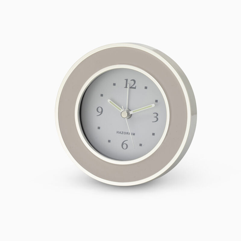 Pink and Silver Enamel Round Clock Silver-Plated 