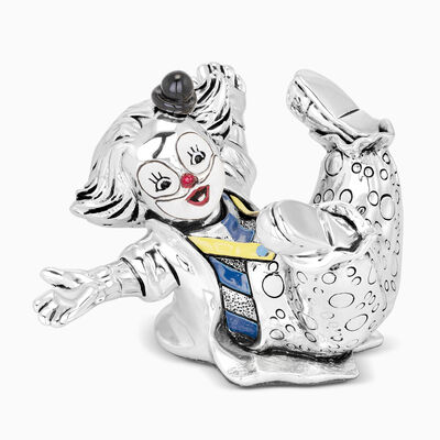Clown Laying On Back Silver Plated 