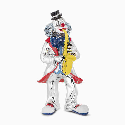 Clown With Saxophone Silver Plated 