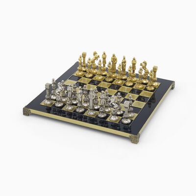 Blue Renaissance Chessboard Silver-Plated 
