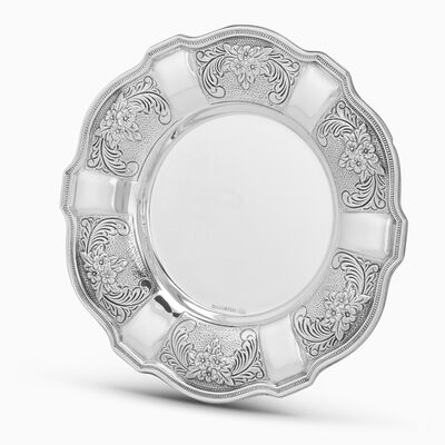 Cobalt Kiddush Plate Decorated Silver 