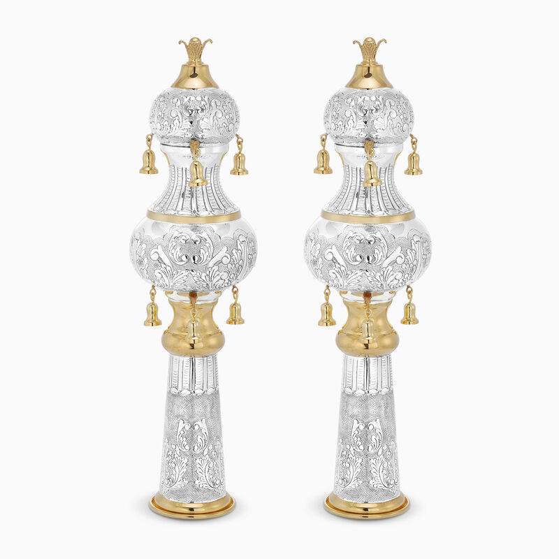 Barok Silver Rimonim Gold