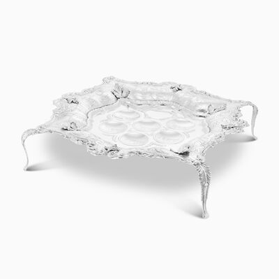 GONA MEDIUM PESACH PLATE WITH LEGS STERLING SILVER