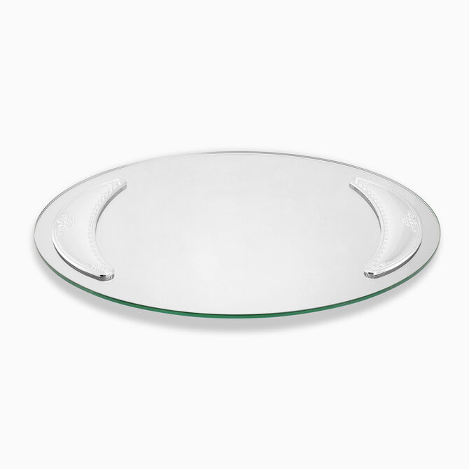Oval Mirror Tray Silver Plated 