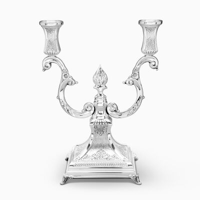 Laguna Oil Candelabra 2 Branch With Legs Decorated