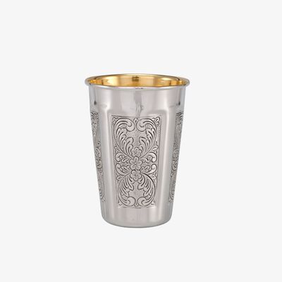 Cobalt Kiddush Cup Decorated Sterling Silver 