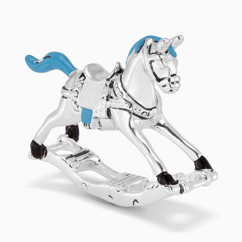 Blue and Silver-Plated Rocking Horse 