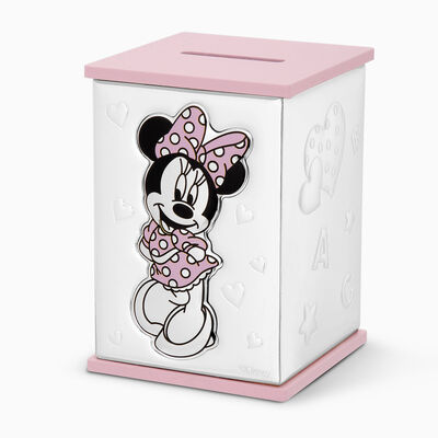 Mickey Mouse Money Saving Box Silver Plated Pink 