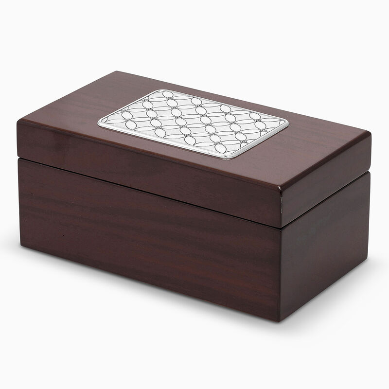 Chentarosa Jewellery Box Silver Plated Wood 