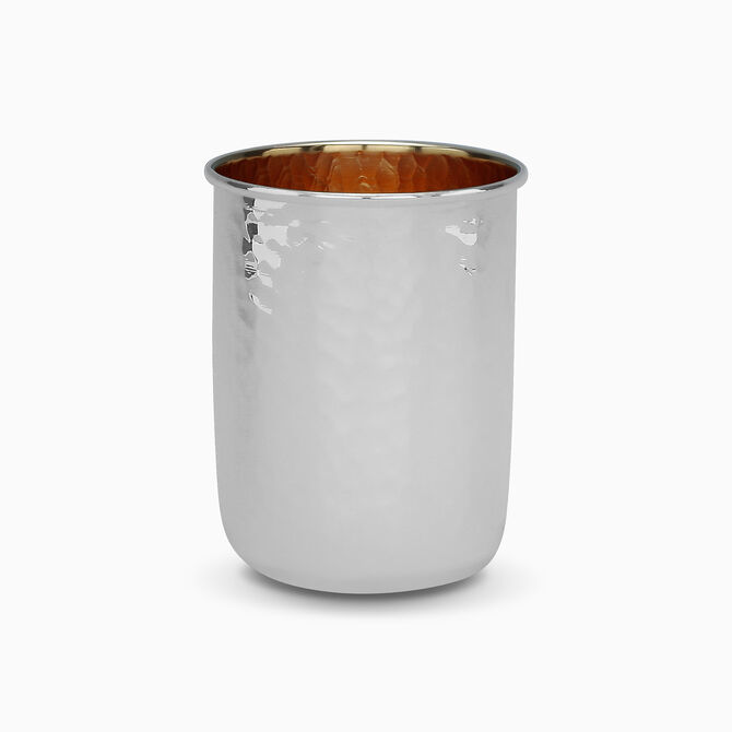 Hammered Kiddush Cup Flat Bottom Sterling Silver 
