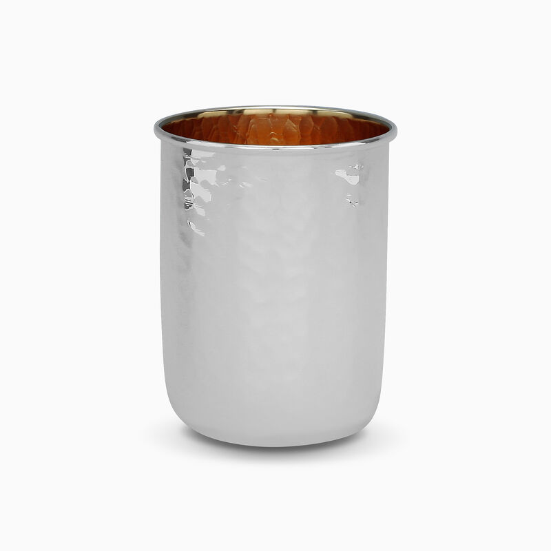 Hammered Kiddush Cup Flat Bottom Sterling Silver