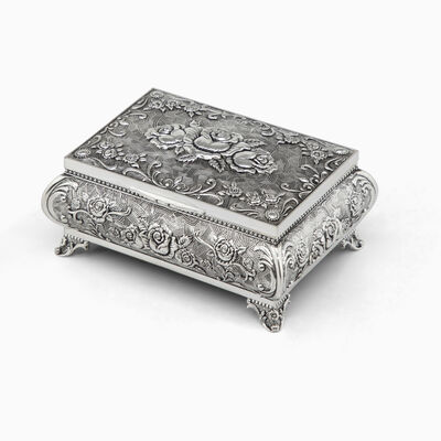 ROSES JEWELRY BOX SILVER PLATE 