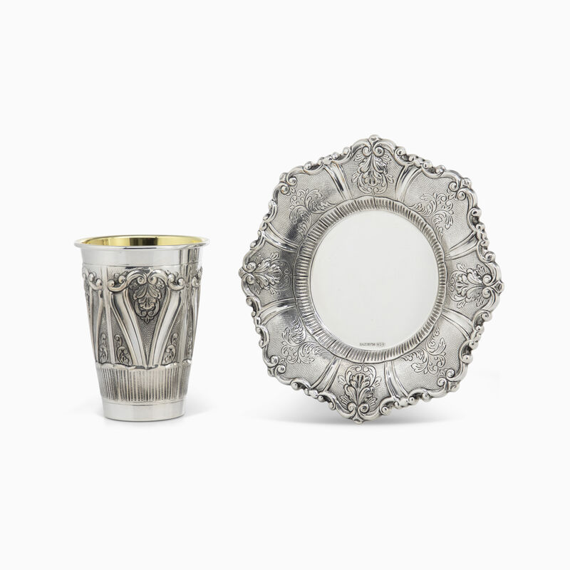MENIFA KIDDUSH CAP AND PLATE 