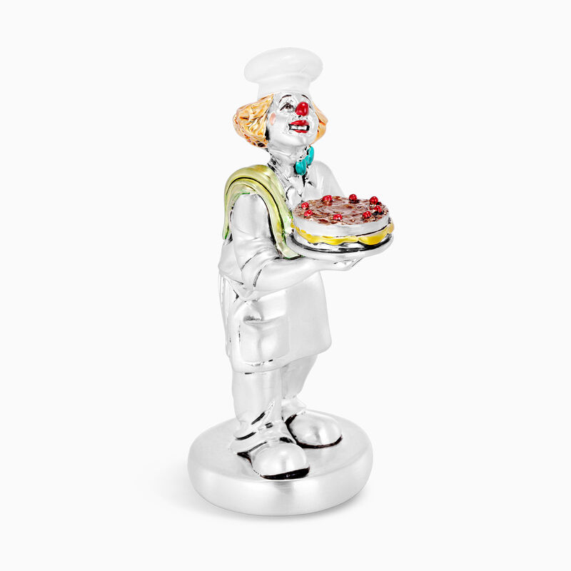 Baker Clown With Cake Silver Plated 