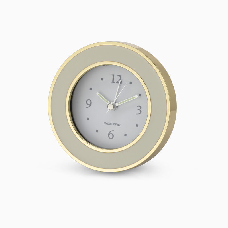 Cream and Gold Enamel Round Clock 