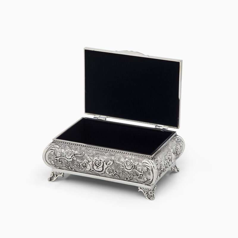 ROSES JEWELRY BOX SILVER PLATE 