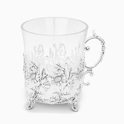 Tanya Decorated Tea Holder Cup Sterling Silver 