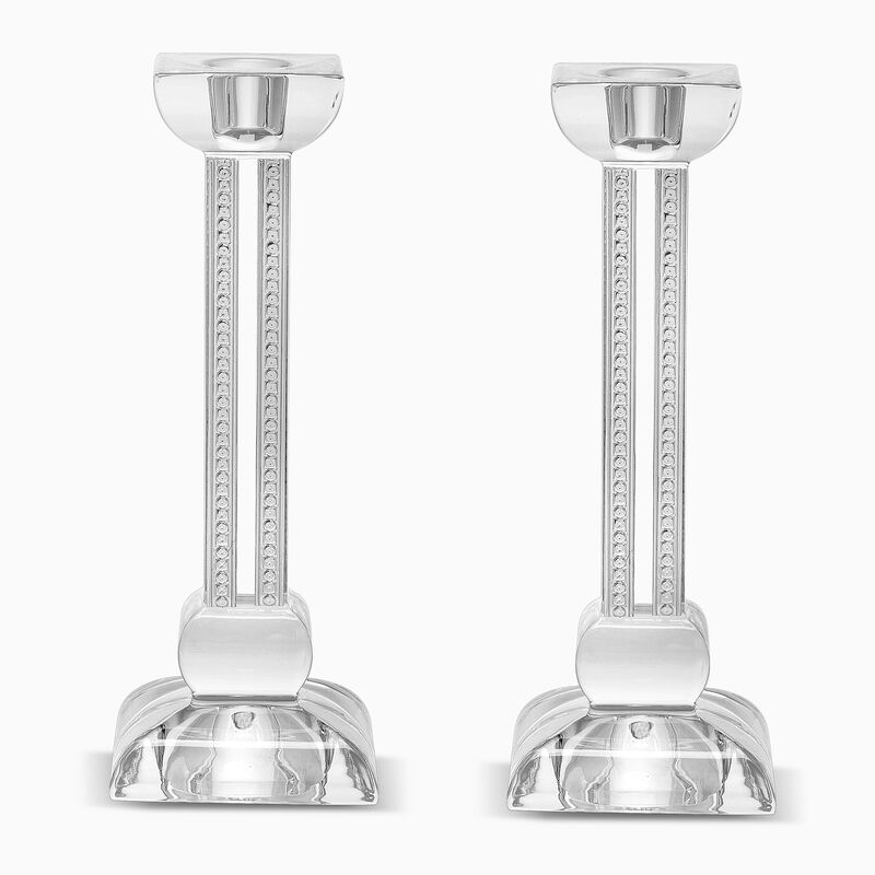 CRYSTAL SILVER BAR CANDLESTICK