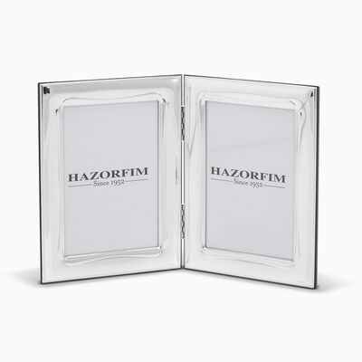 Double Photo Frame Silver Plated Smooth 