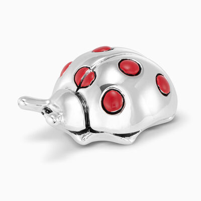 Beetle Miniature Silver Plated Red Dots Medium 