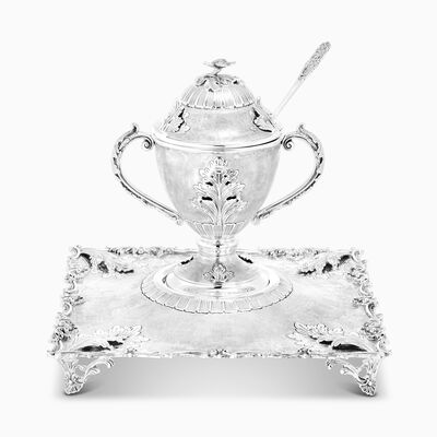 Baron Gloria Honey Dish And Plate Sterling Silver 