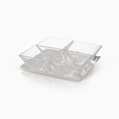 SERVING TRAY 4 DISHES CRYSTAL 