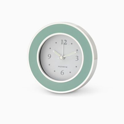 Green and Silver Enamel Round Clock Silver-Plated