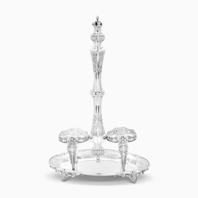 Crown Leaf Double Bottle Holder Sterling Silver