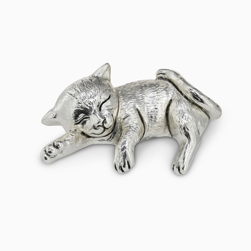 CAT SLEEPING SILVER PLATED 