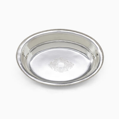 OVAL BOWL PEARL RIM PLATED 