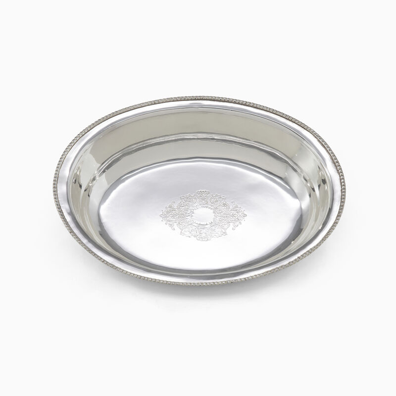 OVAL BOWL PEARL RIM PLATED 
