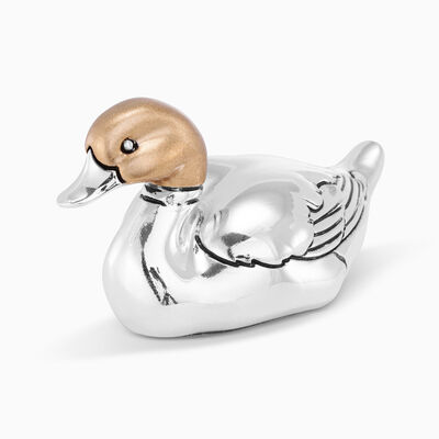 Duck Miniature With Black Head Silver Plated 