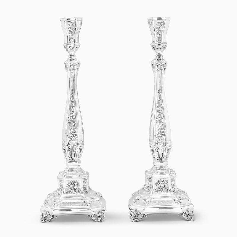 Bakio Candlesticks Decorated Sterling Silver Large