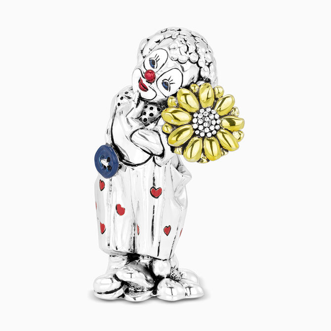 Clown With Yellow Flower Silver Plated 