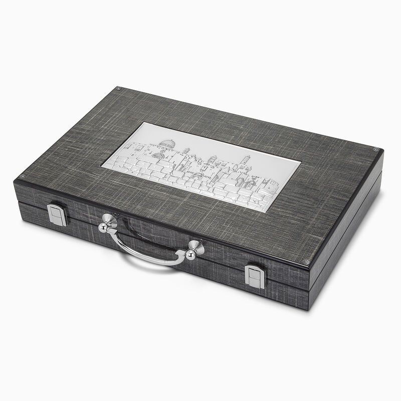 Backgammon with Jerusalem (Grey) Silver-Plated