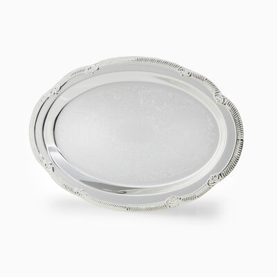 DECO. OVAL TRAY SILVER PLATED 