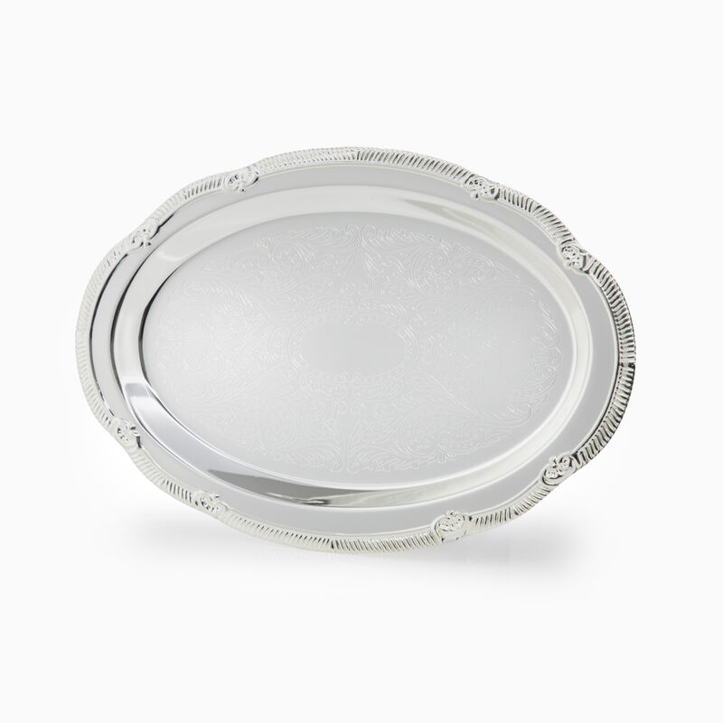 DECO. OVAL TRAY SILVER PLATED 
