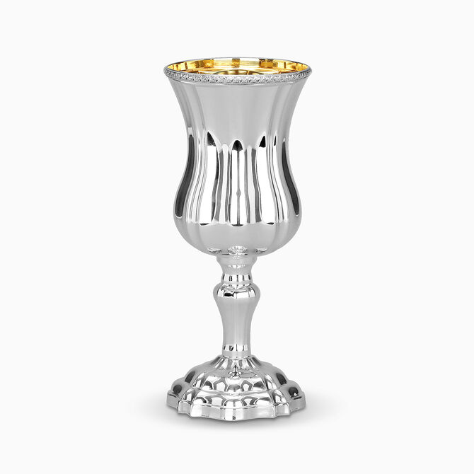Bellagio Kiddush Cup With Stem Smooth Silver 