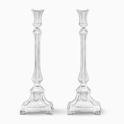 Bari Candlesticks Decorated Sterling Silver Large 