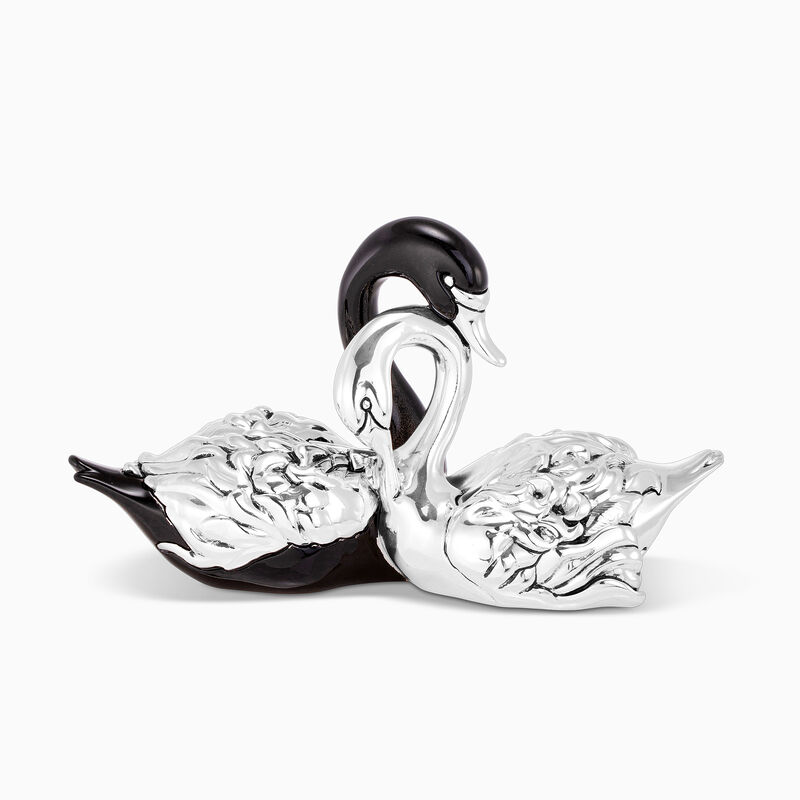 Pair Of Swans Silver Plated 