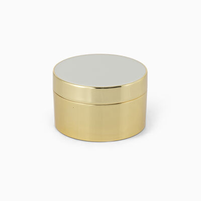 Cream and Gold Enamel Round Box 