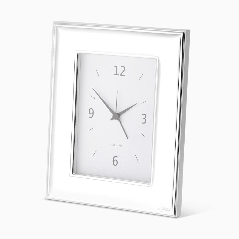 Clock Wide Frame Silver Plated 
