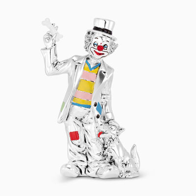Clown With Dog Silver Plated 