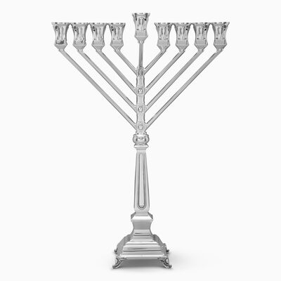 Sufra Chabad Smooth Menorah Sterling Silver 