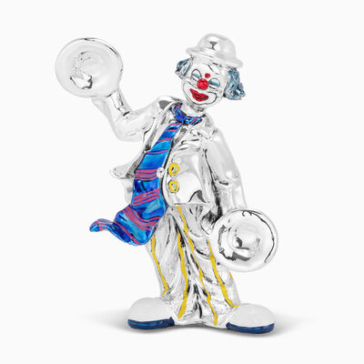 Clown With Clash Cymbals Silver Plated 