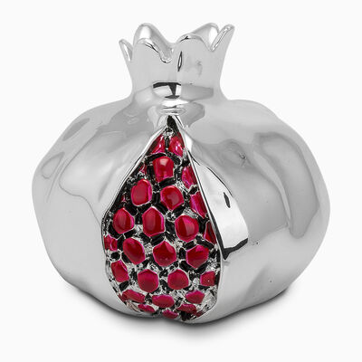 Pomegranate With Red Seeds -Silver Plated Large 