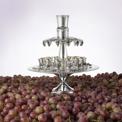 Eshkol Anavim Wine Fountain 12 Cup Sterling Silver