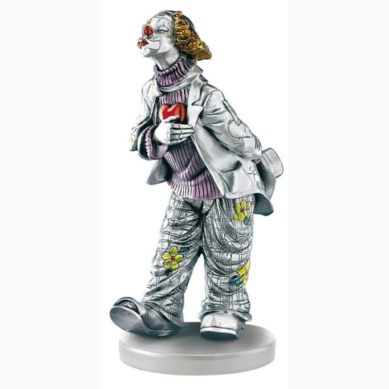 Clown with Red Heart Silver-Plated 