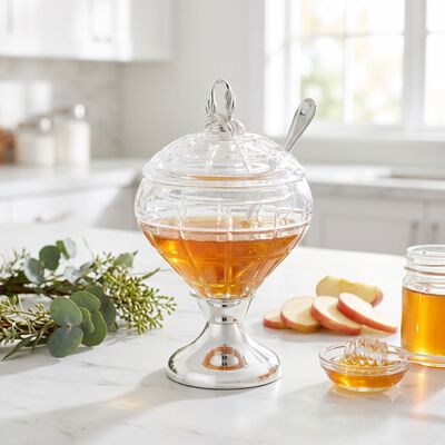 Stripes Crystal Honey/Serving Dish 
