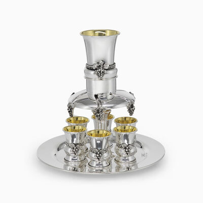Eshkol Anavim Wine Fountain 6 Cups Sterling Silver